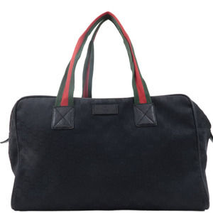 💎✨BEAUTIFUL✨💎Authentic GUCCI Sherry GG Canvas Leather Boston Bag Black